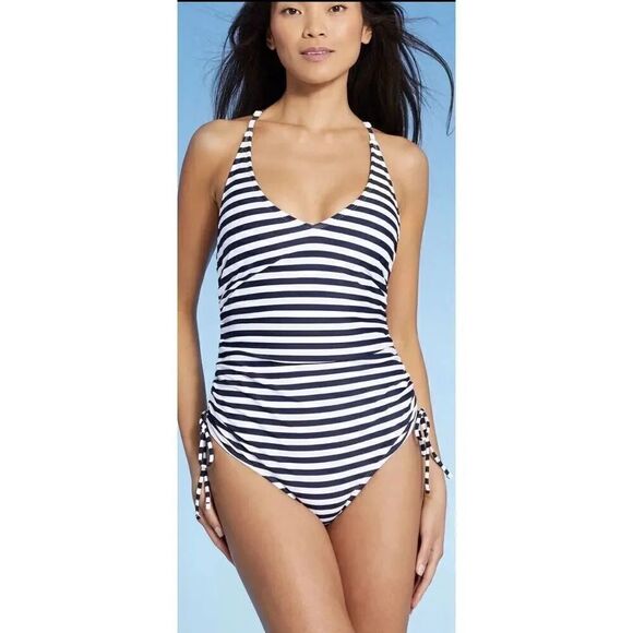 Palisades Womens Bathing Suit Small One Piece Striped Swimsuit Summer - Picture 1 of 6